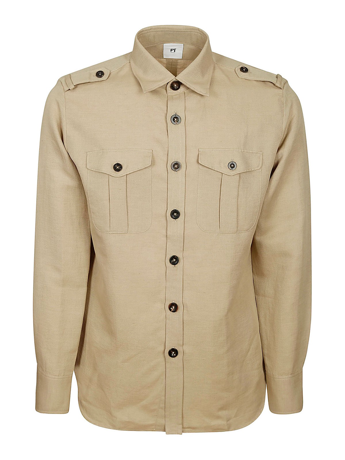 Tシャツ・カットソー PT TORINO MAN SAFARI SHIRT REGULAR FIT Pt Torino Safari shirt - Brown - Men | TL6SSY020CPTFT400060