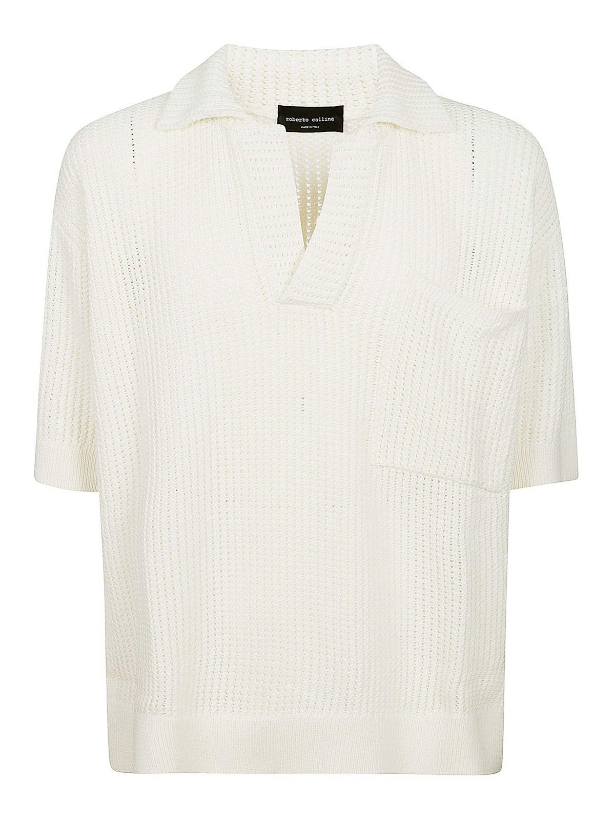 Roberto Collina Open-knit Cotton Polo Shirt In White