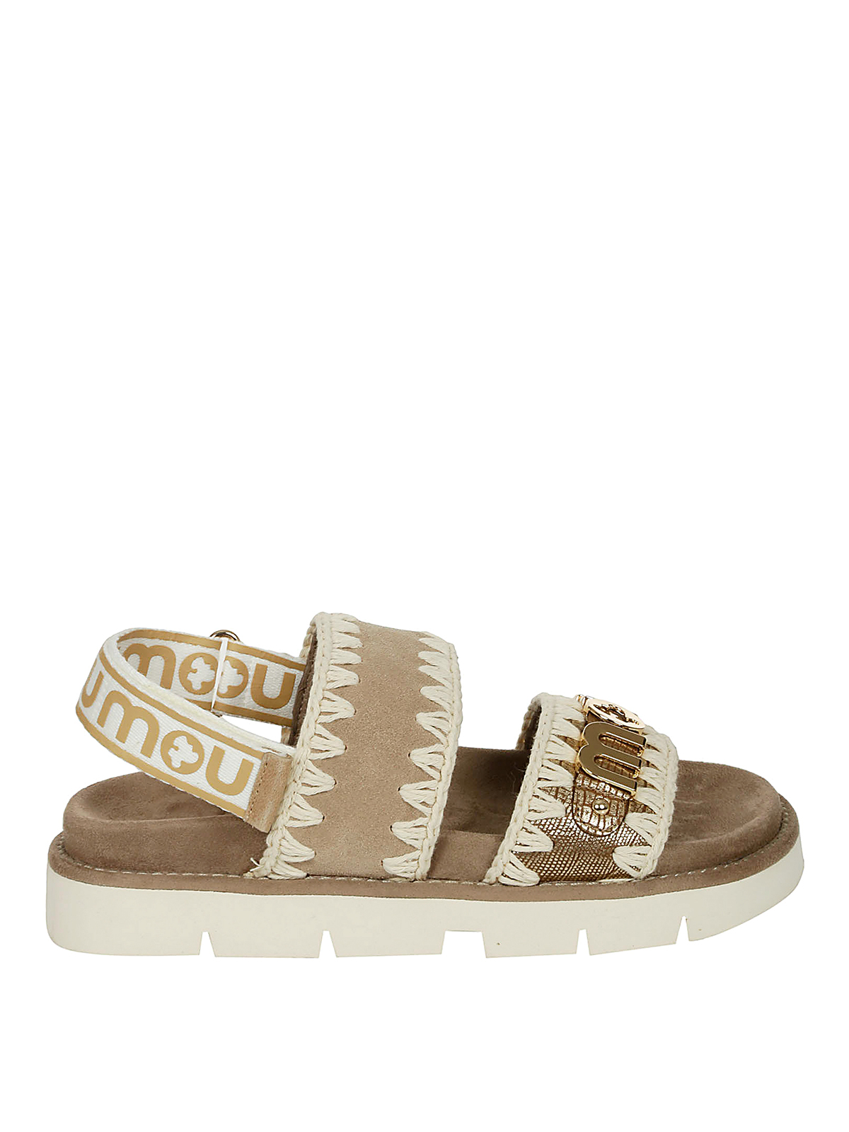 Shop Mou New Bio Sandal Back Strap Ro In Gold