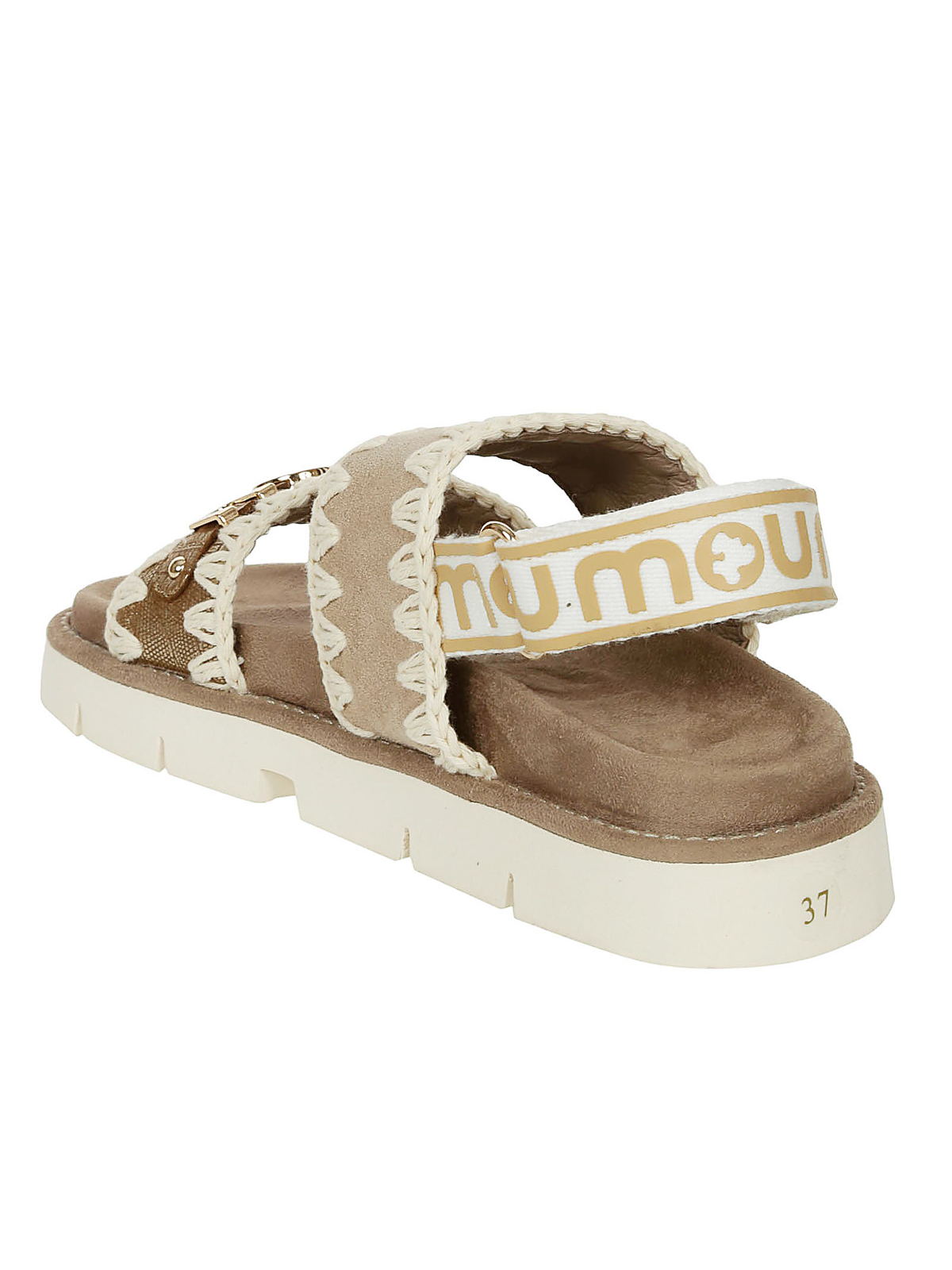 Shop Mou New Bio Sandal Back Strap Ro In Gold