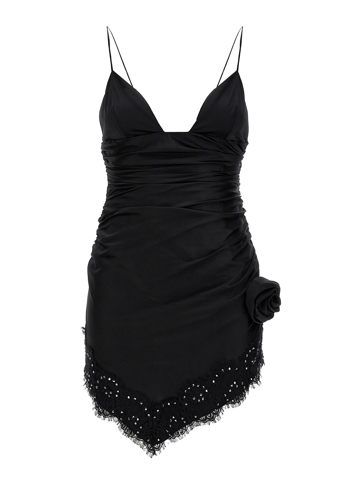 black lace up front dress Charming Black Lace Off Shoulder Front Slit A-line Prom Dresses.PD0026 –  AlineBridal main image 0
