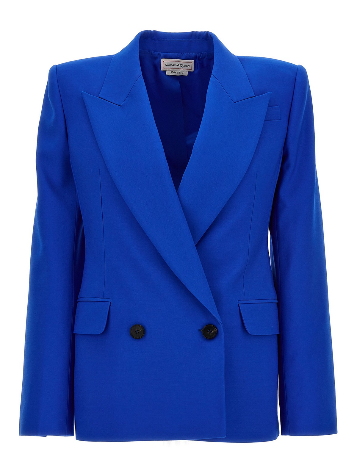 Shop Alexander Mcqueen Double Breast Wool Blazer Jacket In Blue