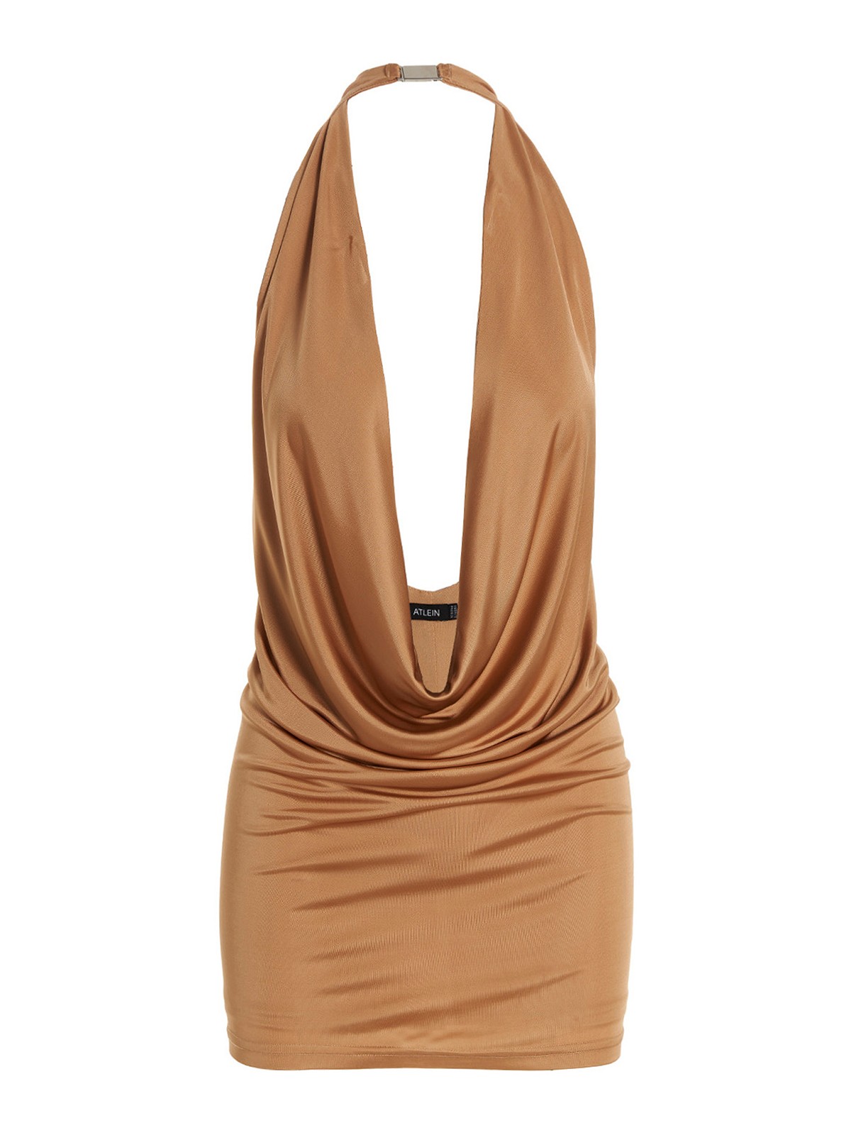 atlein women's plunging neckline dress in grey - Beige C-Purple