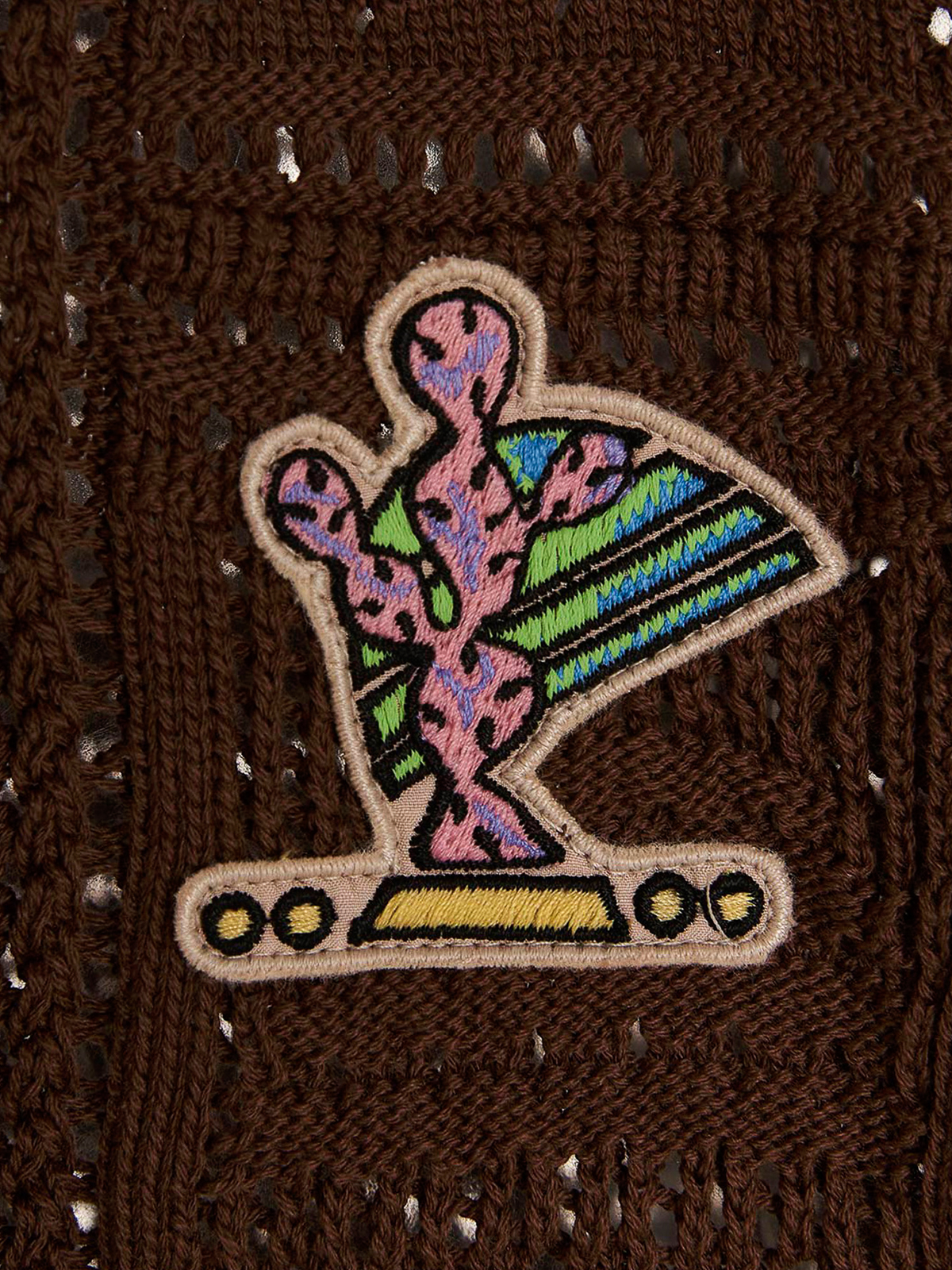 Shop Avril8790 Patch Crochet Shirt In Marrón