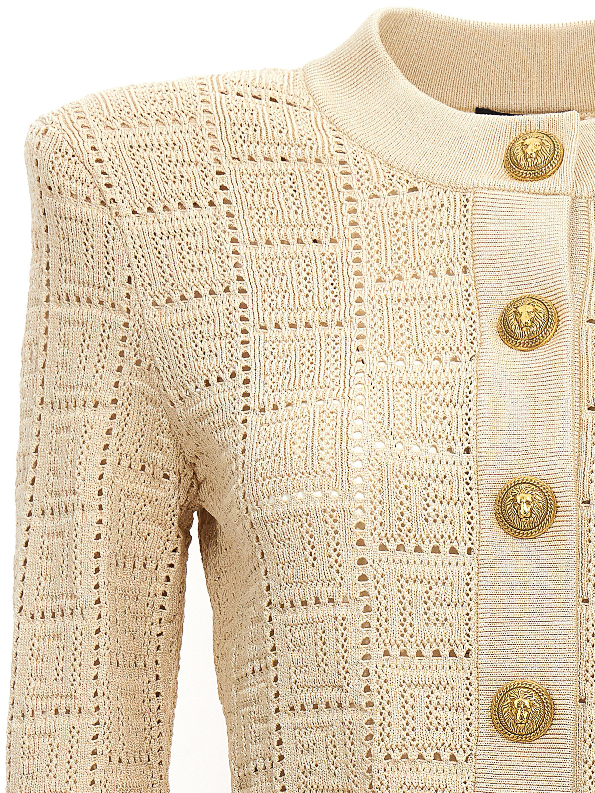 PINKO: monogram cardigan in mohair blend - Beige