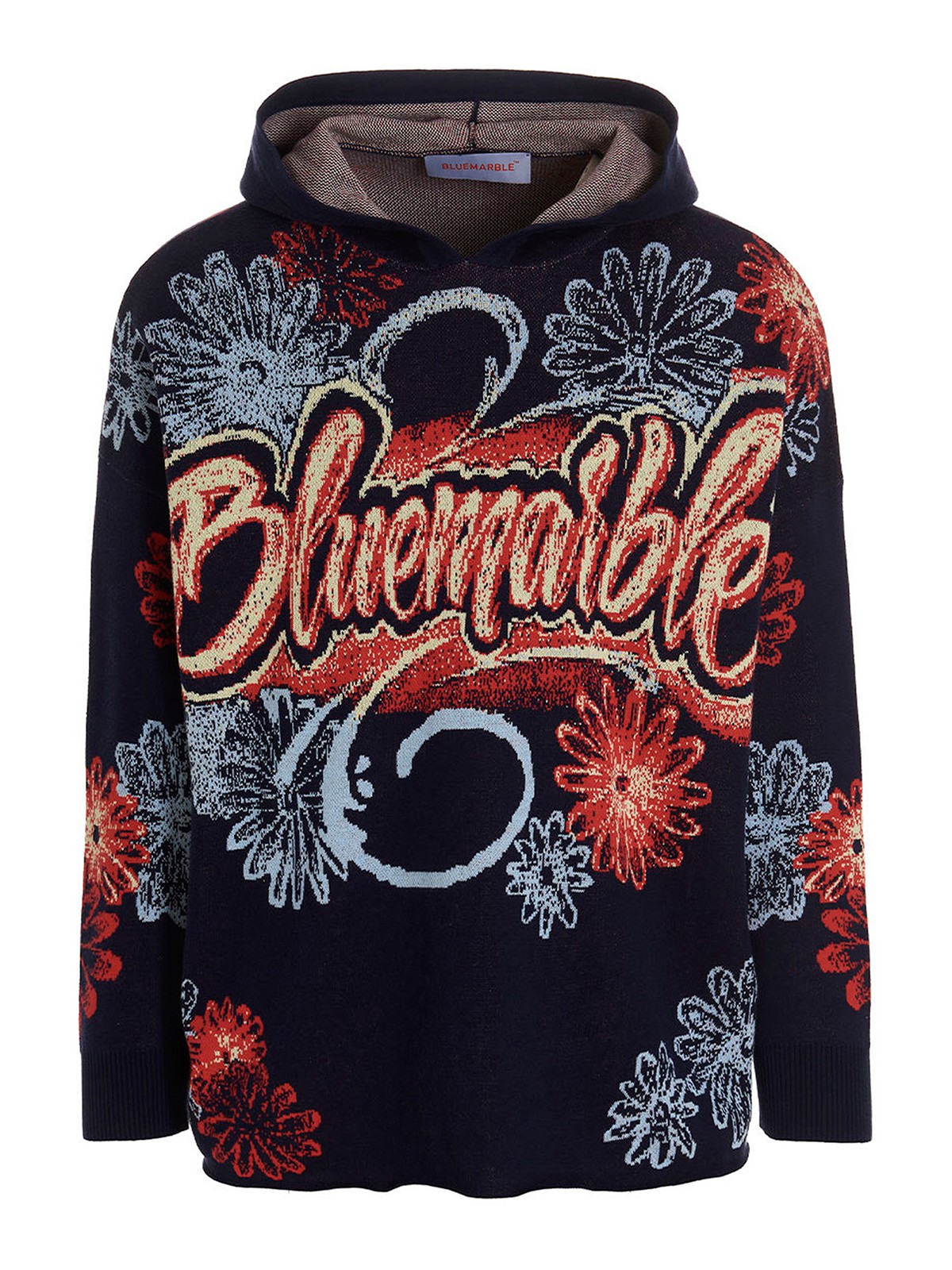 Shop Bluemarble Knitted Jacquard Hoodie In Multicolor