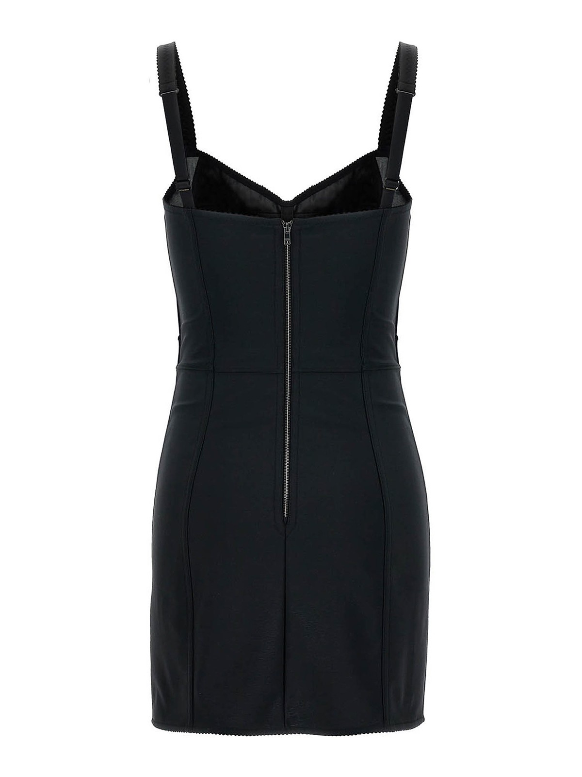 Shop Dolce & Gabbana Satin Guepierre Dress In Black