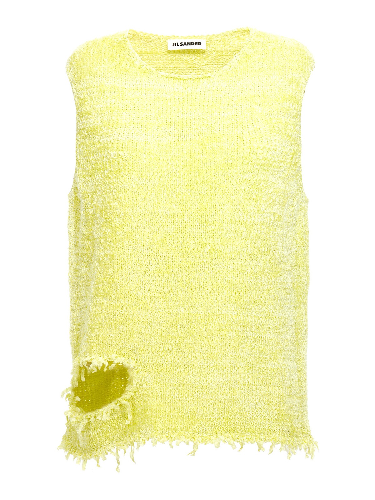 Shop Jil Sander Destroyed Chenille Vest In Yellow