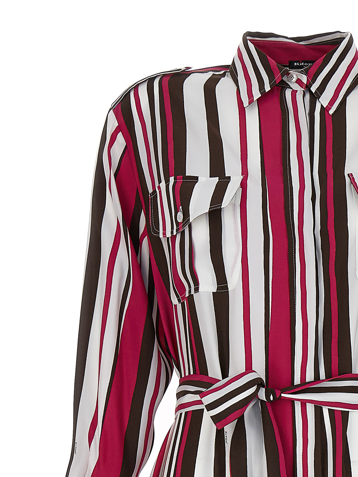 Shop Kiton Striped Shirt Dress In Multicolour