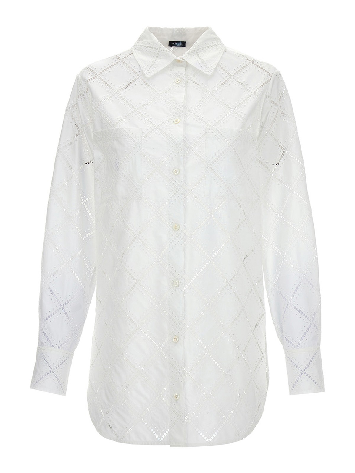 Kiton Openwork Cotton Shirt In Blanco
