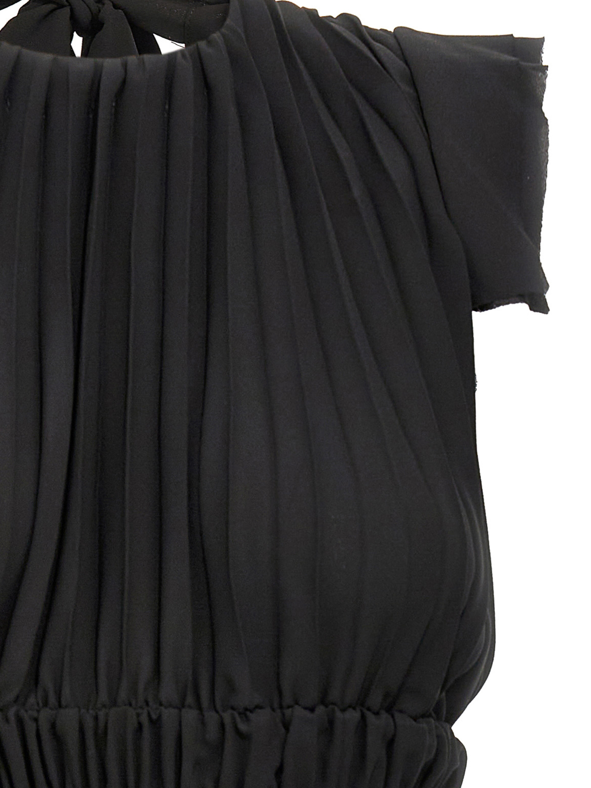 Shop Liu •jo Pleated Georgette Dress In Black