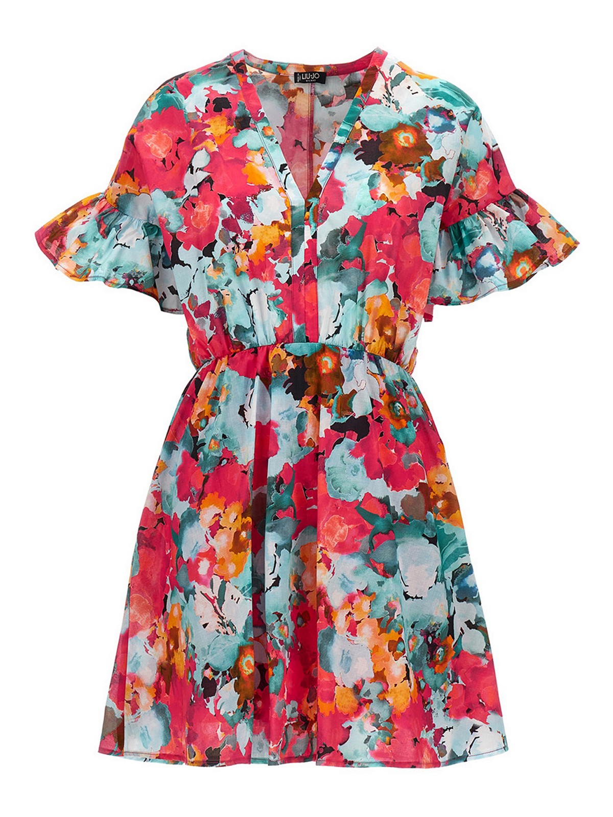 Shop Liu •jo Floral Printed Dress In Multicolour