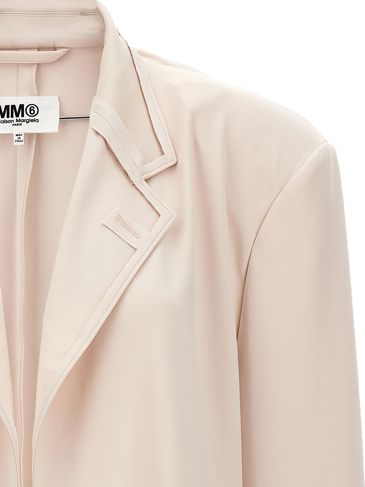 Shop Mm6 Maison Margiela Jersey Single Breast Blazer Jacket In Nude & Neutrals