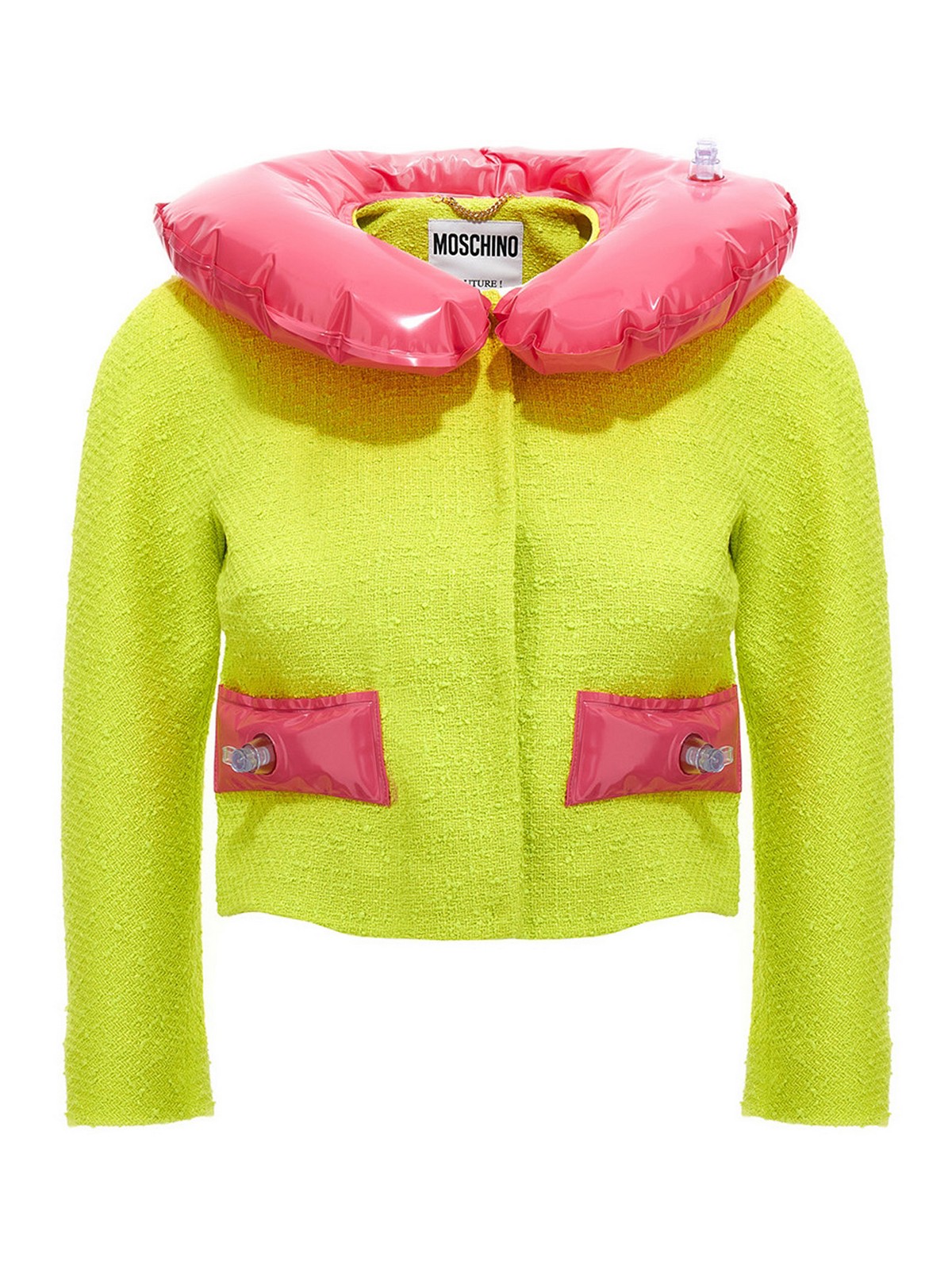 Shop Moschino Removable Tweed Cropped Jacket In Multicolour