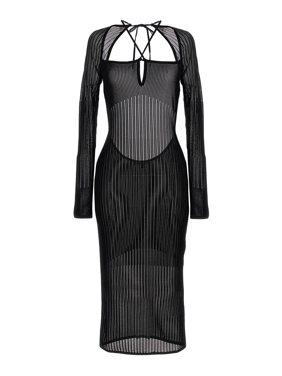 Shop Nensi Dojaka Ribbed Long Dress In Black