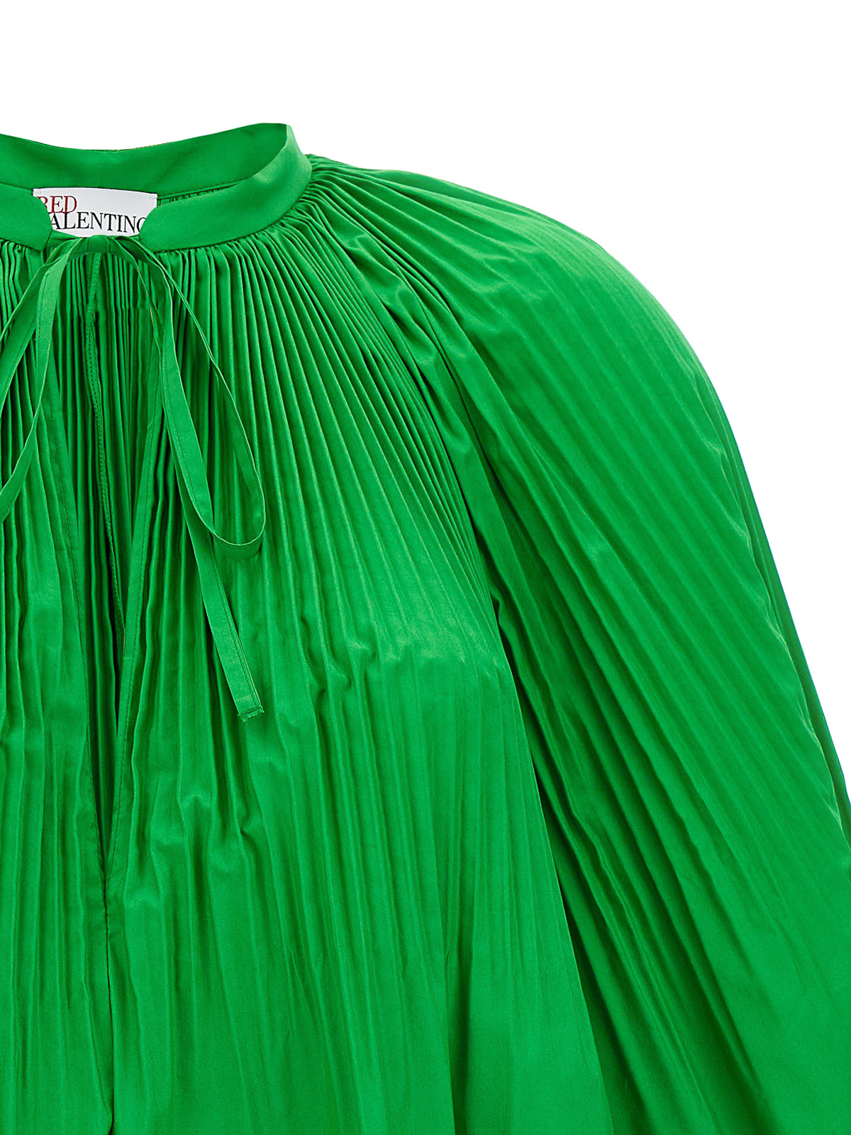 valentino green pleated dress Valentino Gathered Hem Pleated Shirt Dress Green