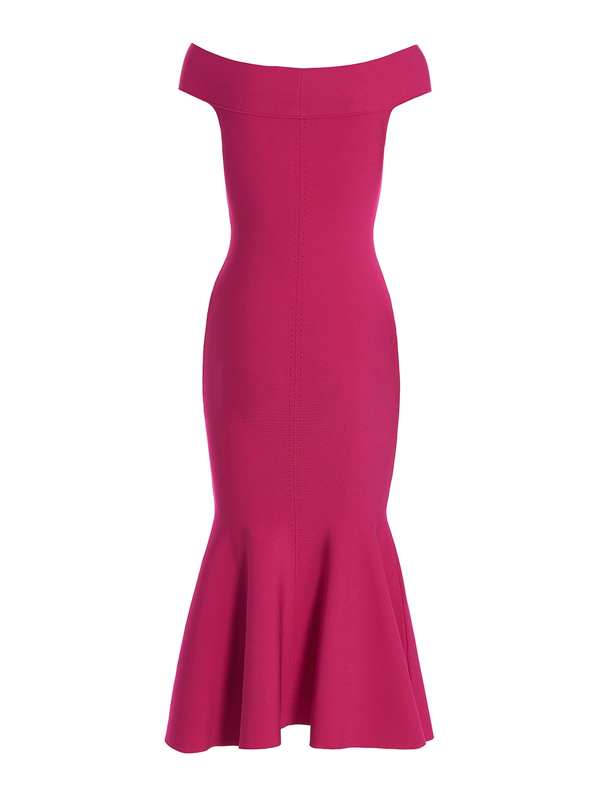 roland mouret hot pink dress Satin Crepe Cape Midi Dress in Dark Pink Roland Mouret