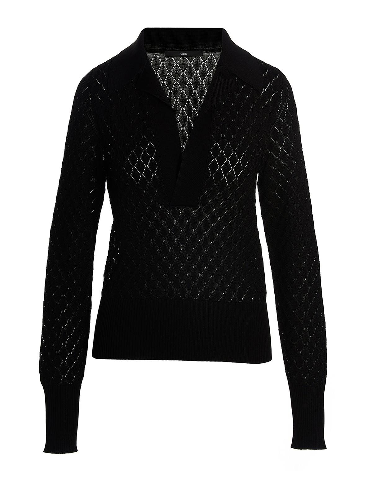 Shop Sapio Knit Polo Shirt In Black