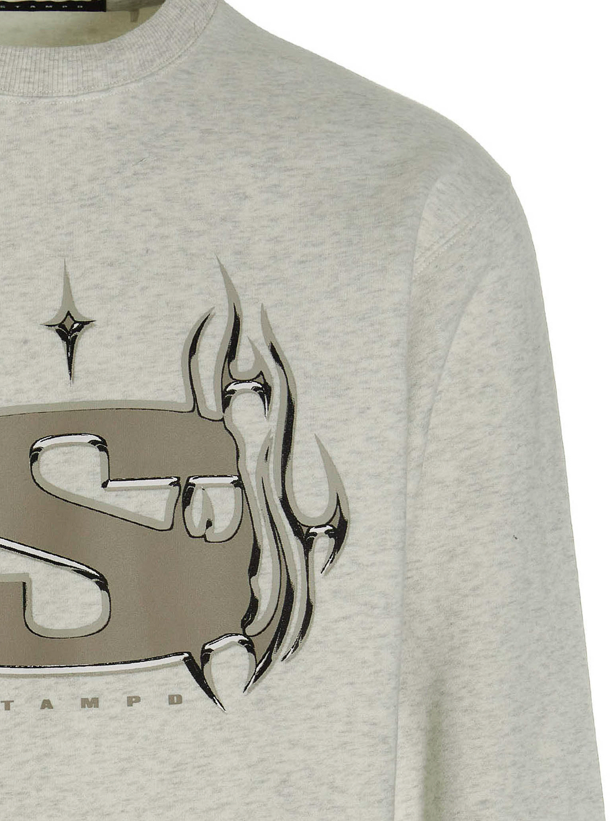 Shop Stampd Chrome Flame Sweatshirt In Grey