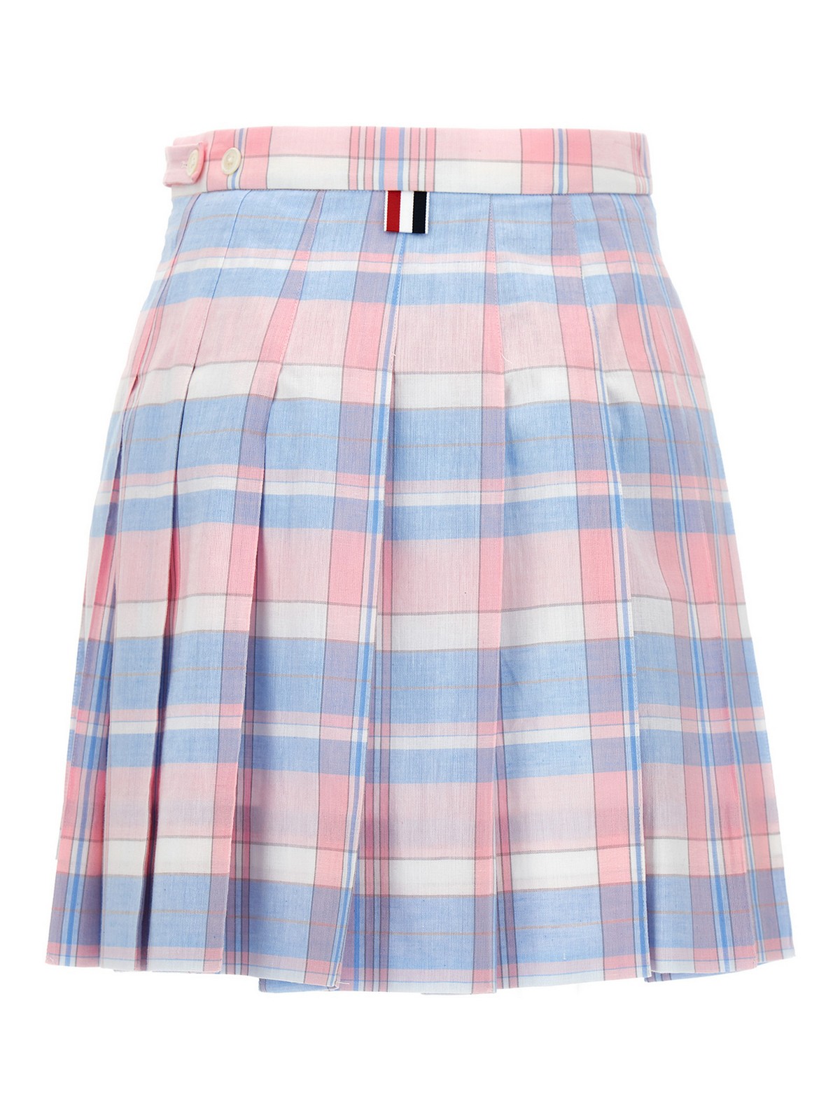 Shop Thom Browne Check Pleated Skirt In Multicolor