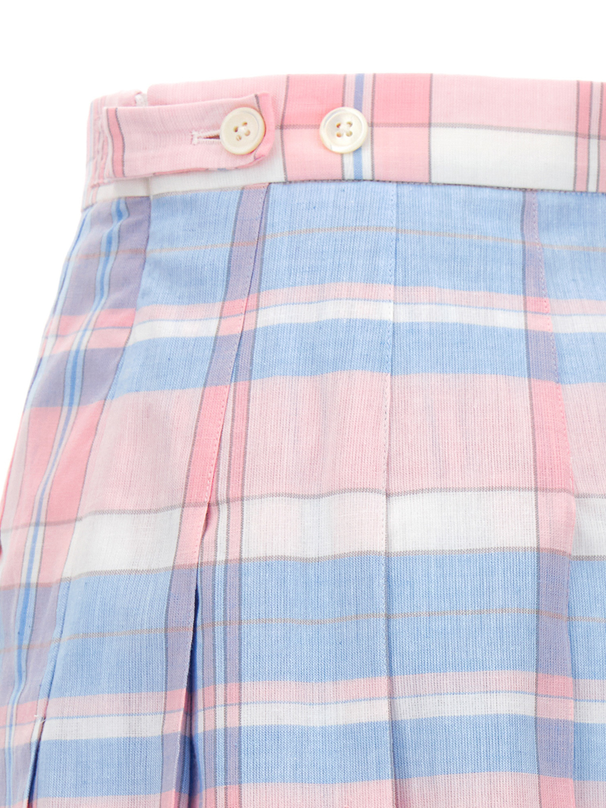 Shop Thom Browne Check Pleated Skirt In Multicolor
