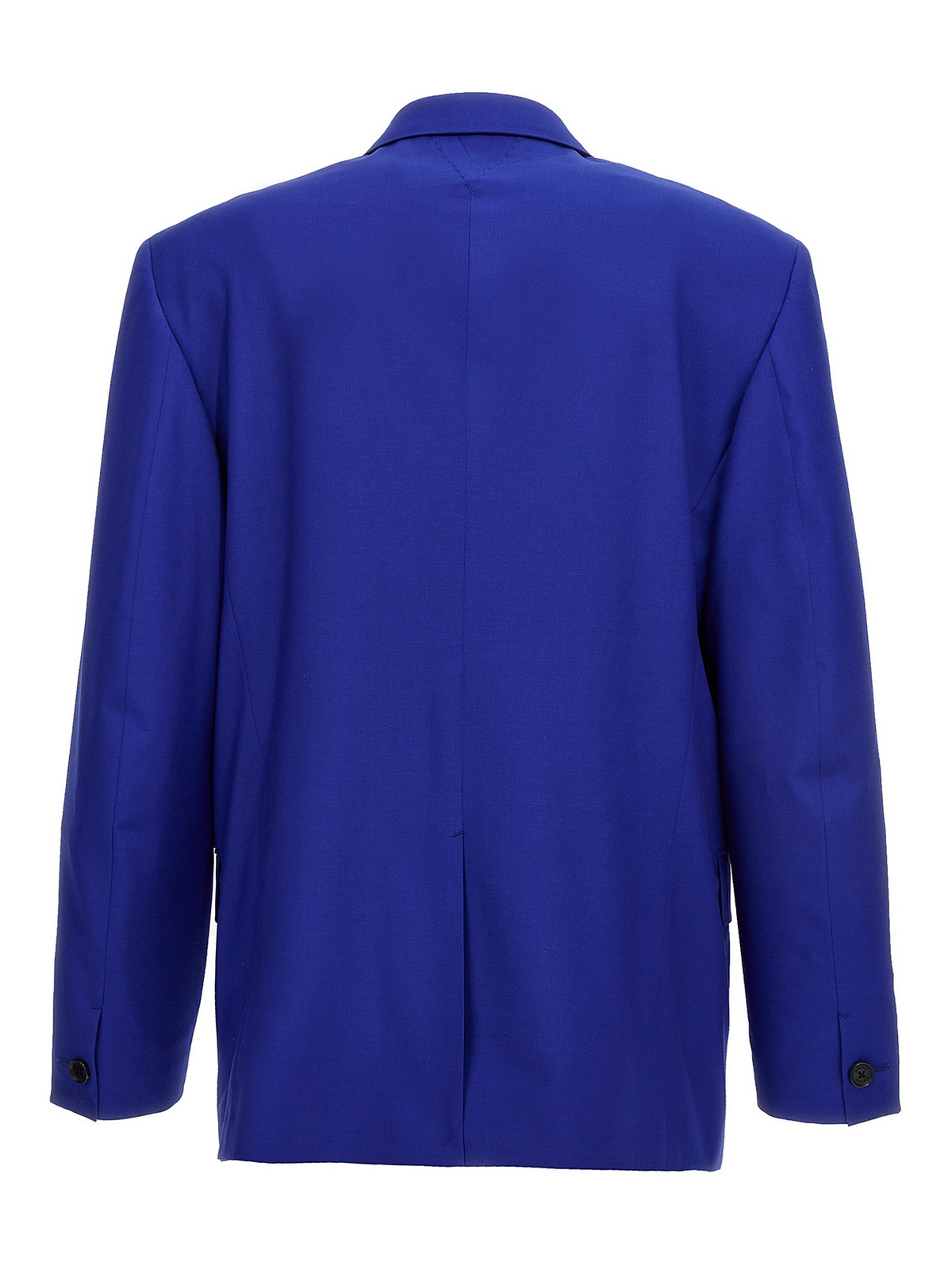 Shop Versace Double-breasted Blazer Jacket In Blue