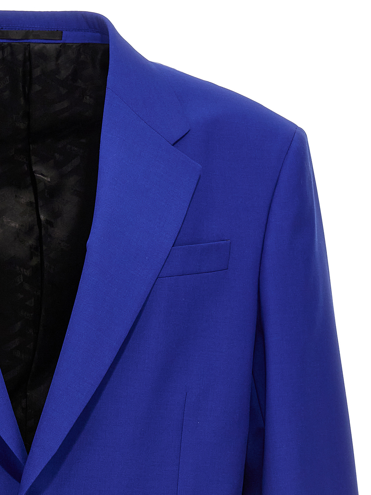 Shop Versace Double-breasted Blazer Jacket In Blue