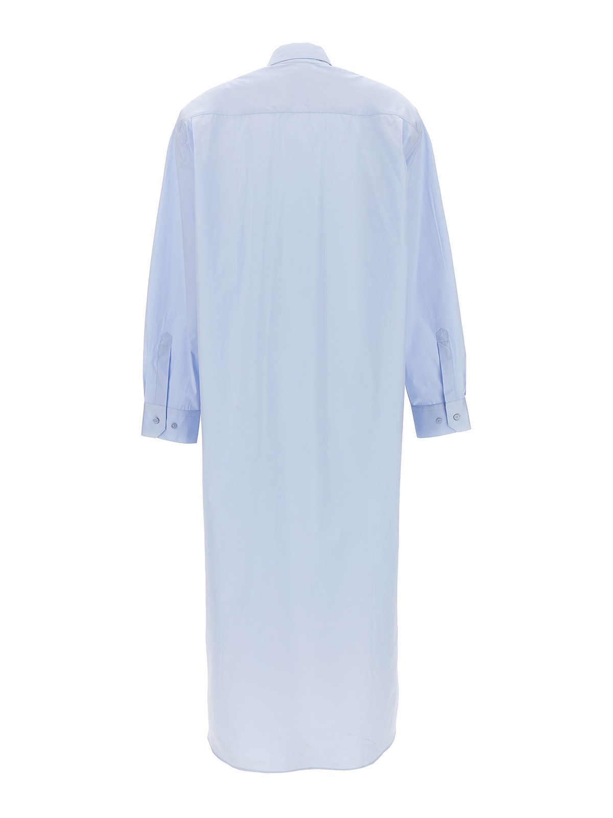 Shop Vetements Logo Embroidery Long Shirt Dress In Light Blue