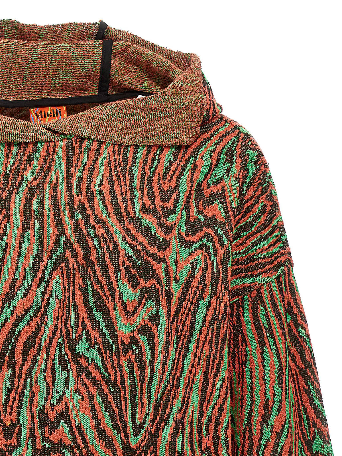 Shop Vitelli Flow Jacquard Hooded Sweater In Multicolour