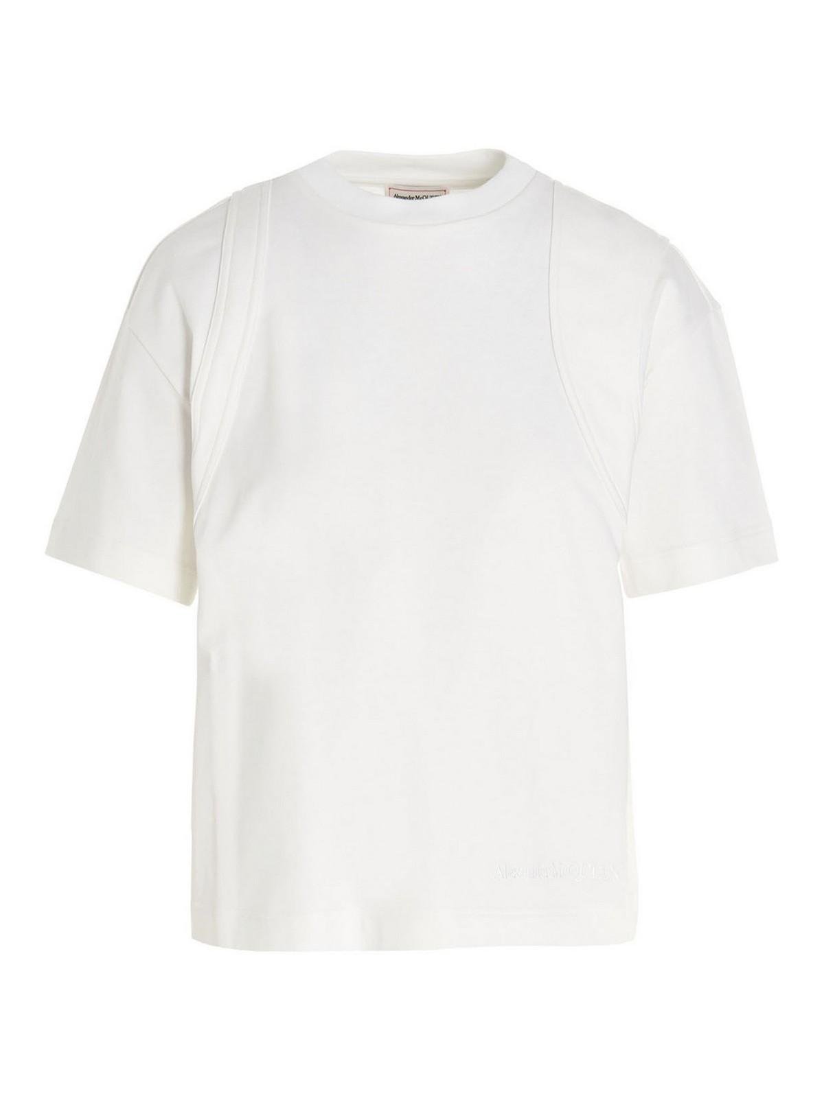Alexander Mcqueen Logo Embroidery T-shirt In Blanco