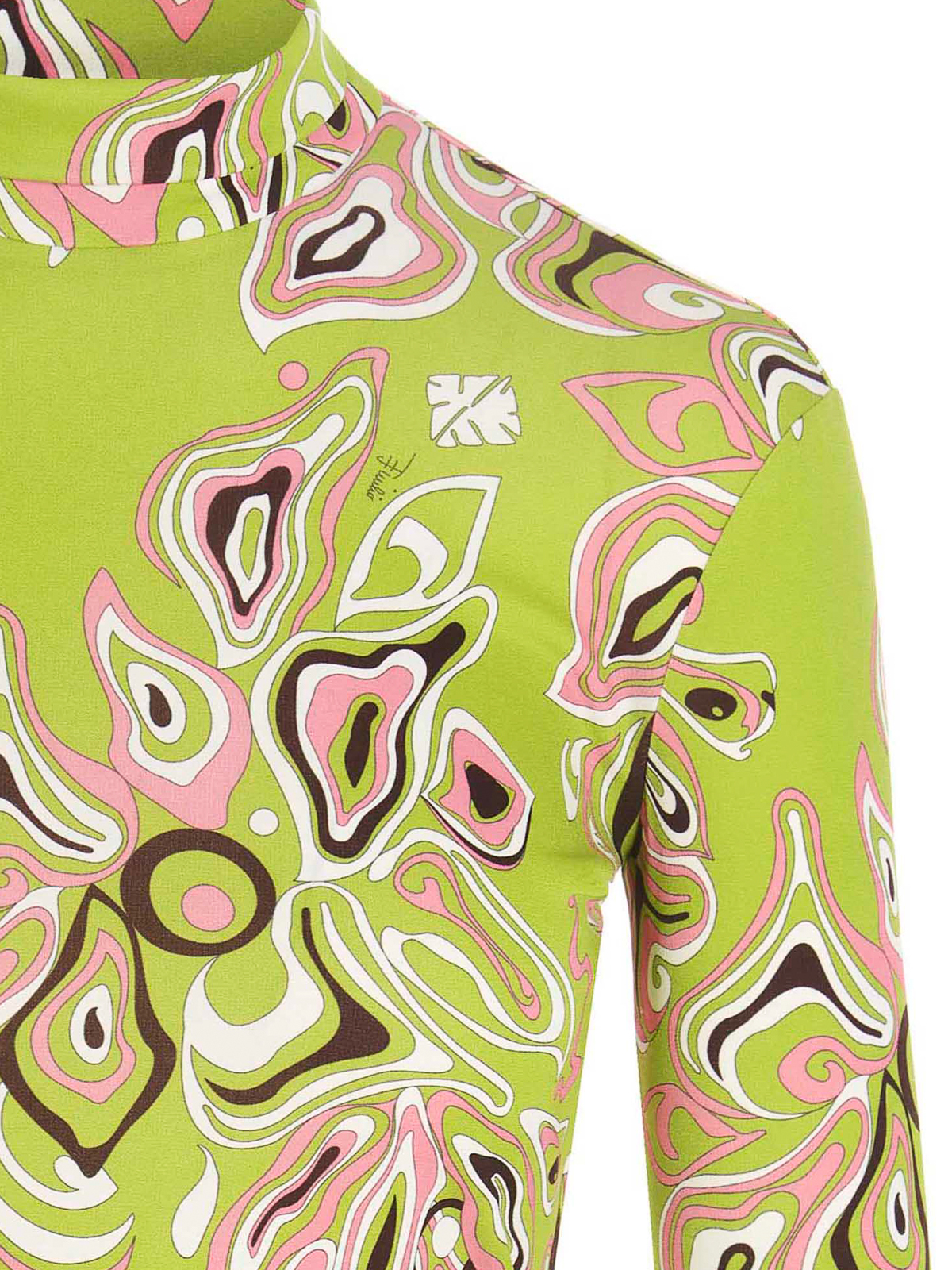 EMILIO PUCCI セーター Emilio Pucci Green and Blue Classic Print Midi Shift Dress