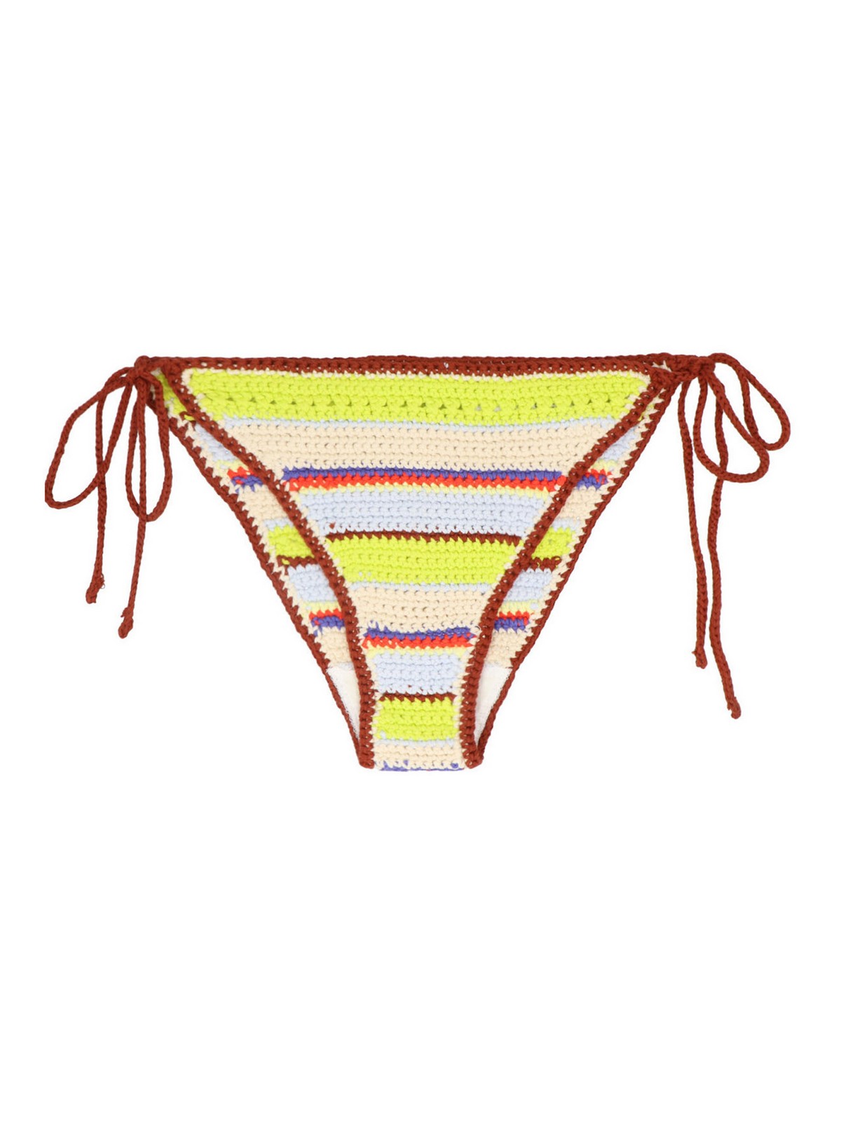 Shop Ganni Crochet Bikini Bottom In Multicolour