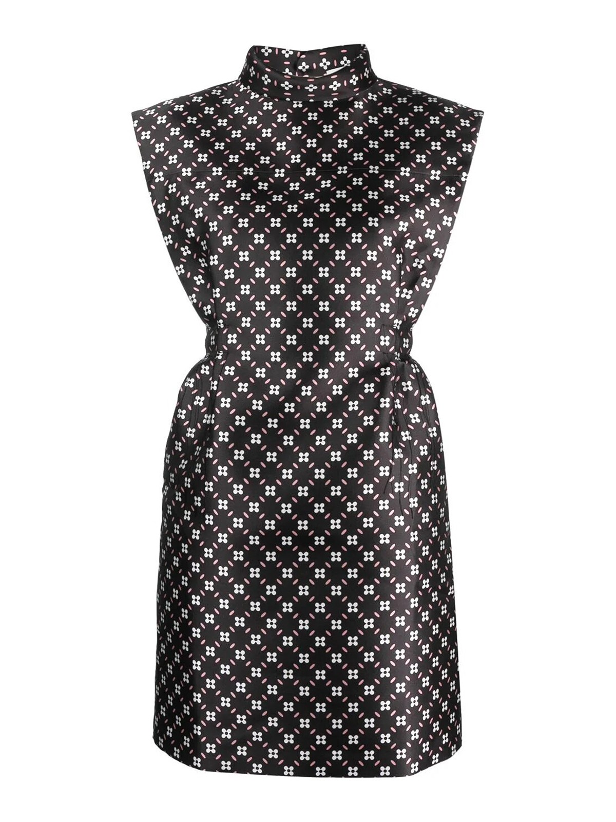 Lanvin Floral-print Satin Minidress In Black