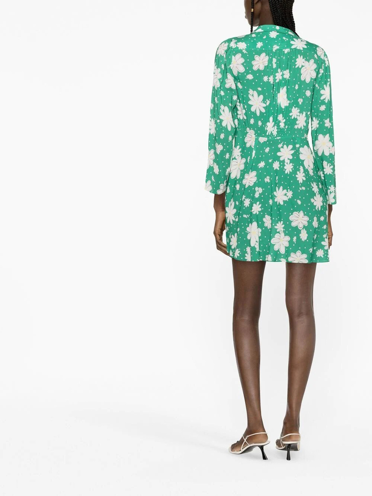 green mini sparkly dress RIXO Dune Halterneck Maxi Gown in Botanical Embroidery Green main image 1