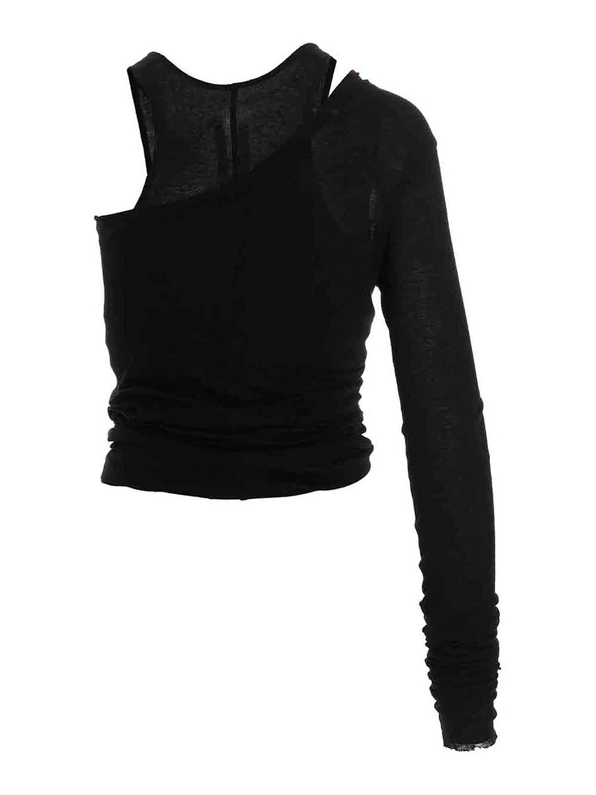 Rick owens ブラック　タンクトップ Rick Owens DRKSHDW Membrane カットアウト タンクトップ