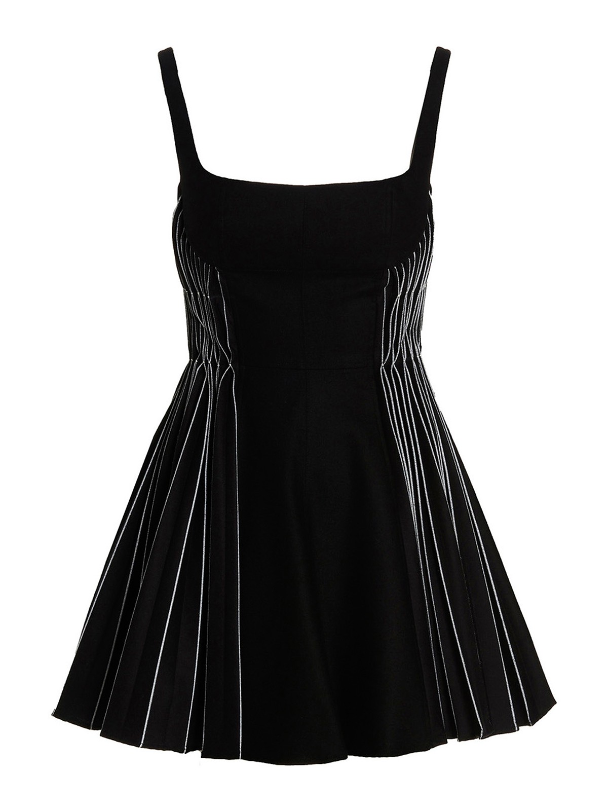 Shop Giovanni Bedin Contrast Pleated Flannel Dress In Negro