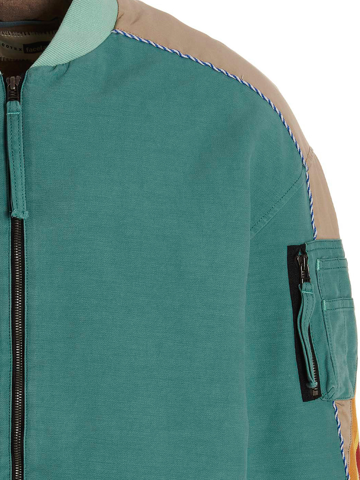 Shop Incotex Bomber With Contrast Bands In Light Blue