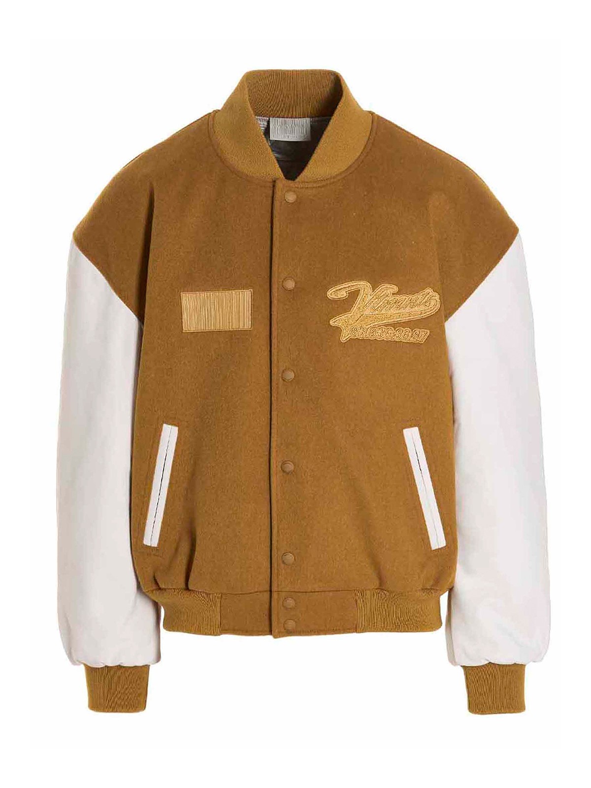 Vtmnts Yellow & White College Bomber Jacket In Multicolour