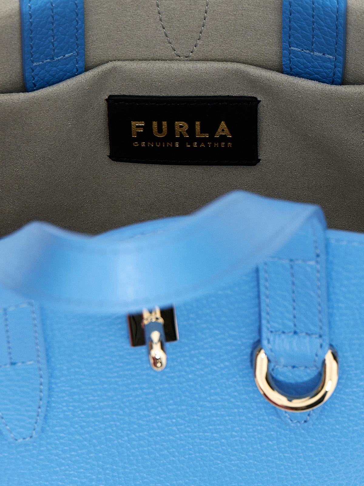 Shop Furla Net Handbag In Light Blue