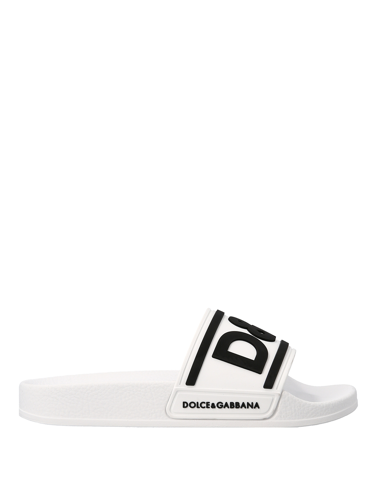 Dolce & Gabbana Kids' Logo Slides In White