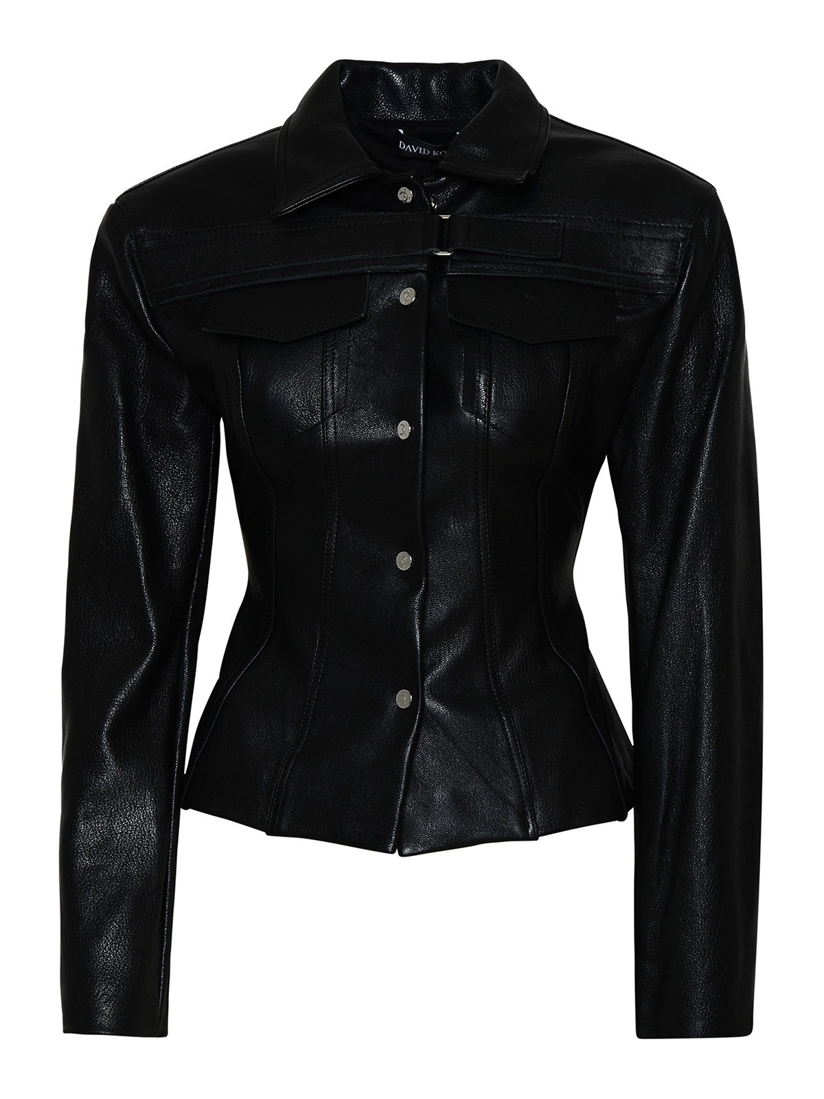 Shop David Koma Leather Jacket In Black