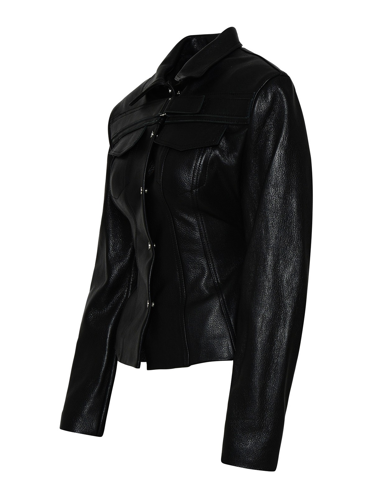 Shop David Koma Leather Jacket In Black