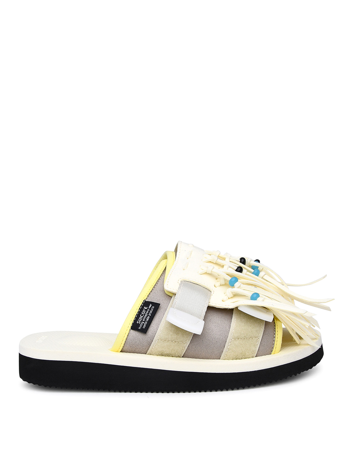 Shop Suicoke Hoto Cab Slipper In Ivory Synthetic Leather In Light Yellow