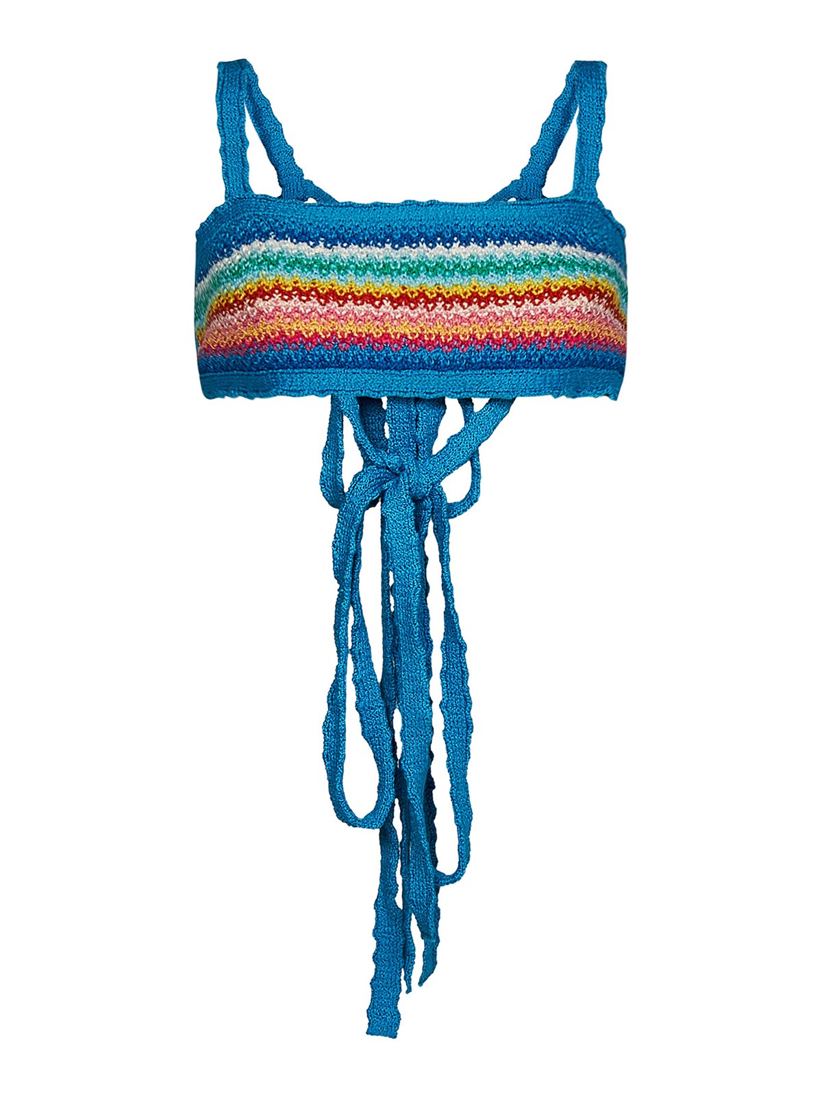 Shop Alanui Blue Crochet Cotton Bralette Top In Multicolour