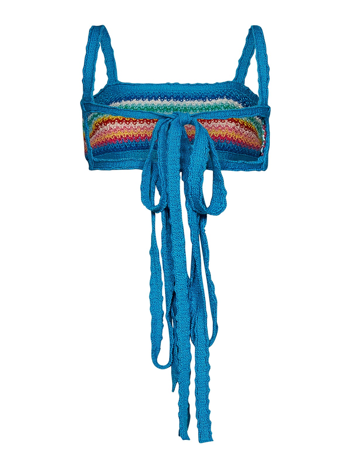 Shop Alanui Blue Crochet Cotton Bralette Top In Multicolour
