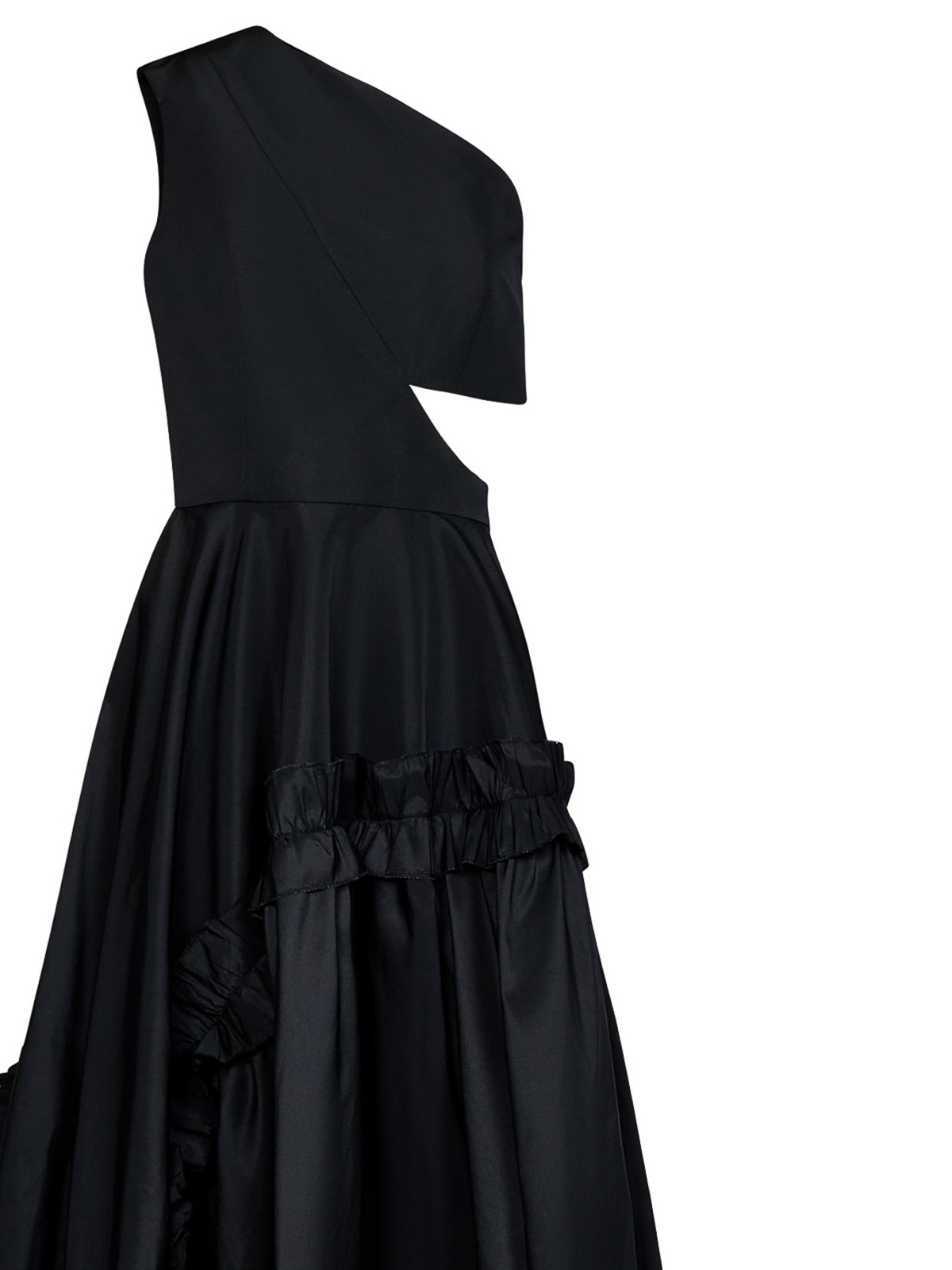 Alexander Mcqueen One-shoulder black midi dress|734324QEACM1000