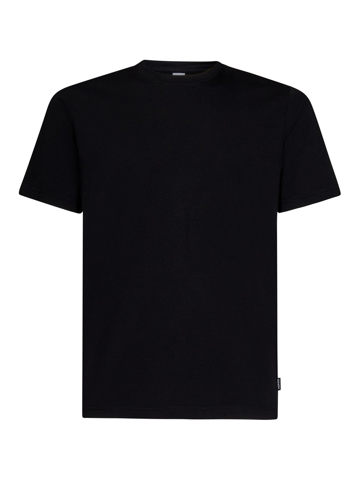 Shop Aspesi Black Cotton Crewneck T-shirt