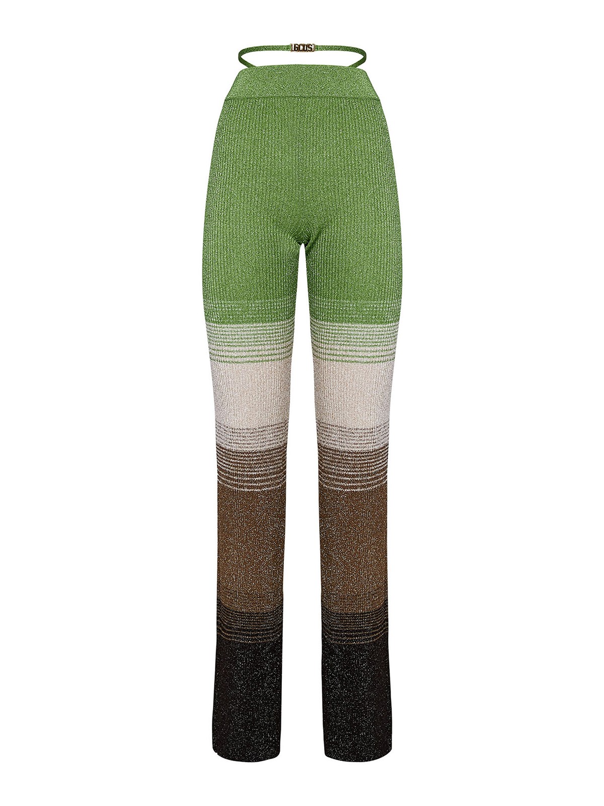 Gcds High-waisted Lurex Trousers In Green