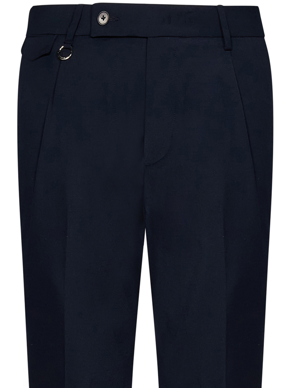 Navy Blue Check Mens Trousers Tapered Fit