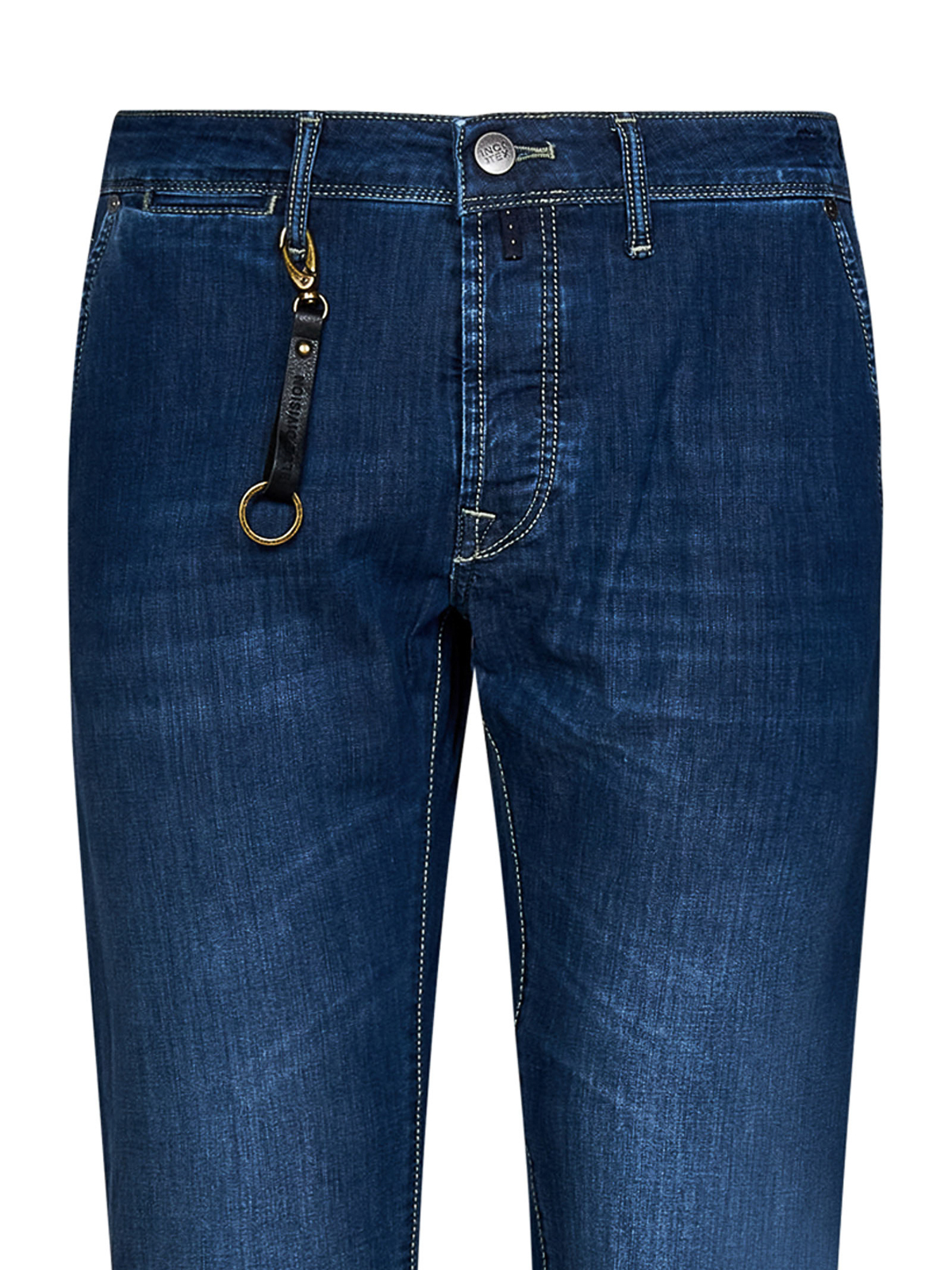 Shop Incotex Slim-fit Medium Blue   Denim Jeans